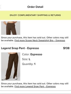 ALO Legend Snap Pant - Espresso